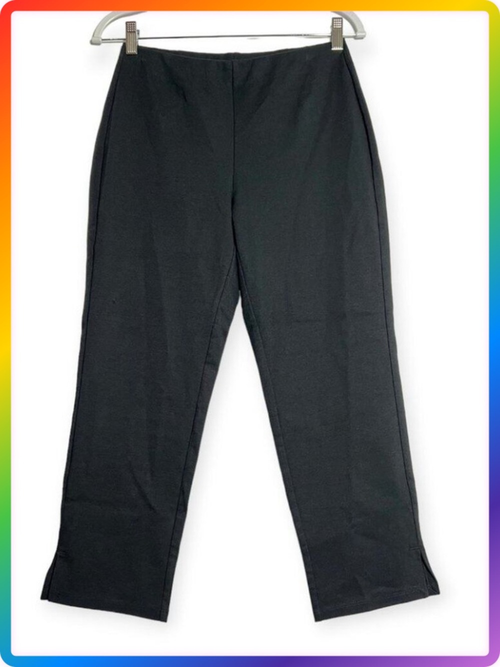 Eileen Fisher Slim Crop Pant SIZE PS Petite Black Organic Cotton Ponte NWT